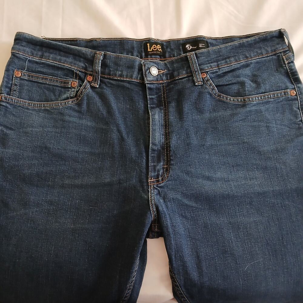 Lee Jeans Men’s 38x29 Dark Blue Wash Stretch Straight Leg Classic Fit Cone Denim - Picture 4 of 15